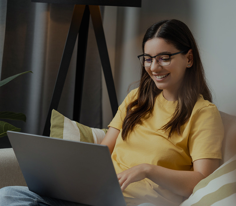 Young woman laptop square